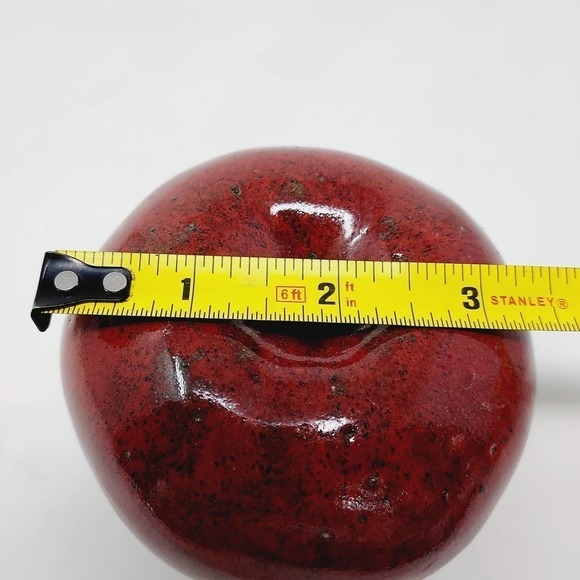 26. Vintage Apple Shape Pottery Ceramic Cottage Country Paperweight Decor - Picture 4 of 6